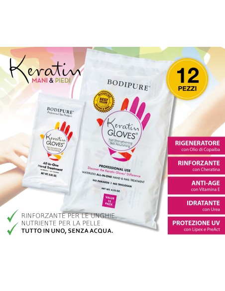 BODIPURE Guanti idratanti alla cheratina / Keratin Gloves 12pz