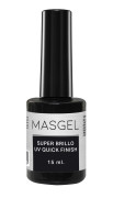 Superbrillo UV quick finish 15ML masgel. También puede usarse para construcción con gel y acrílico