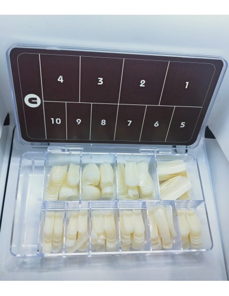 Box tip classic, bombatura naturale o curva, punta quadrata, 10 misure diverse, confezione da 250 pz